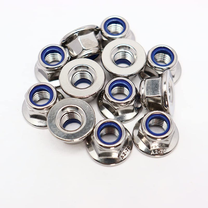STORMCUBE M10x1.5mm DIN6926 Flange Nylon Lock Nuts 12 Pack 304 Stainless Steel Hex Locknuts Full Thread for Industrial Construction Fasteners - Image 3